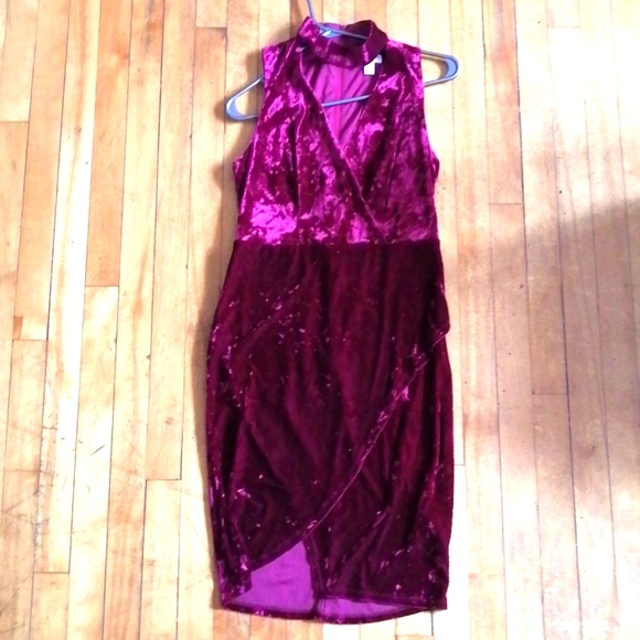 Vintage crushed velour red dress - Picture 1 of 4